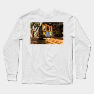 Blue And Tan Cable Car Long Sleeve T-Shirt